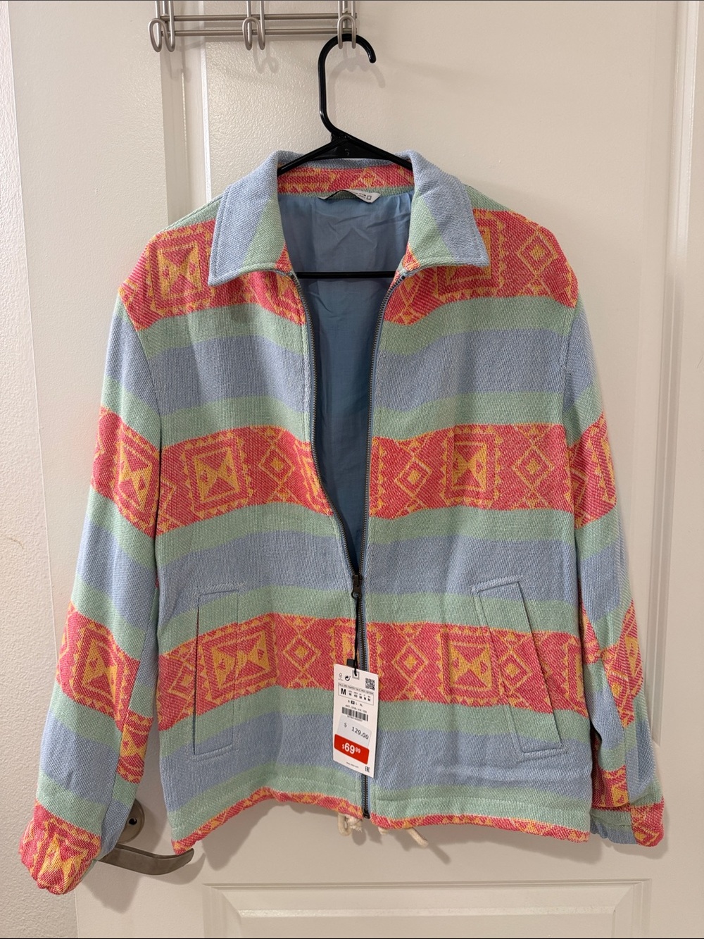 Zara Light Blue, Coral & Mint Patterned Men's Jacket